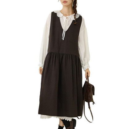 Vintage Art Style V-Neck Sleeveless Maxi Dress