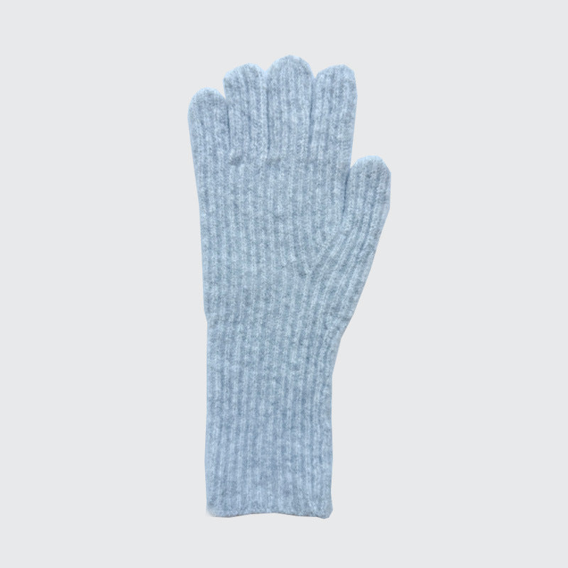 Solid Color Wool Blended Touchscreen Gloves for Women