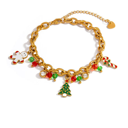 Premium Christmas Bell Bracelet with Tree and Glove Charms
