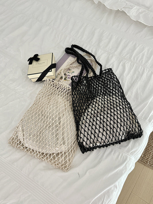 Trendy Woven Tote Bag Stylish Casual Vacation Handbag