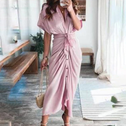 Elegant Floral V-Neck High-Waisted Dress for Women