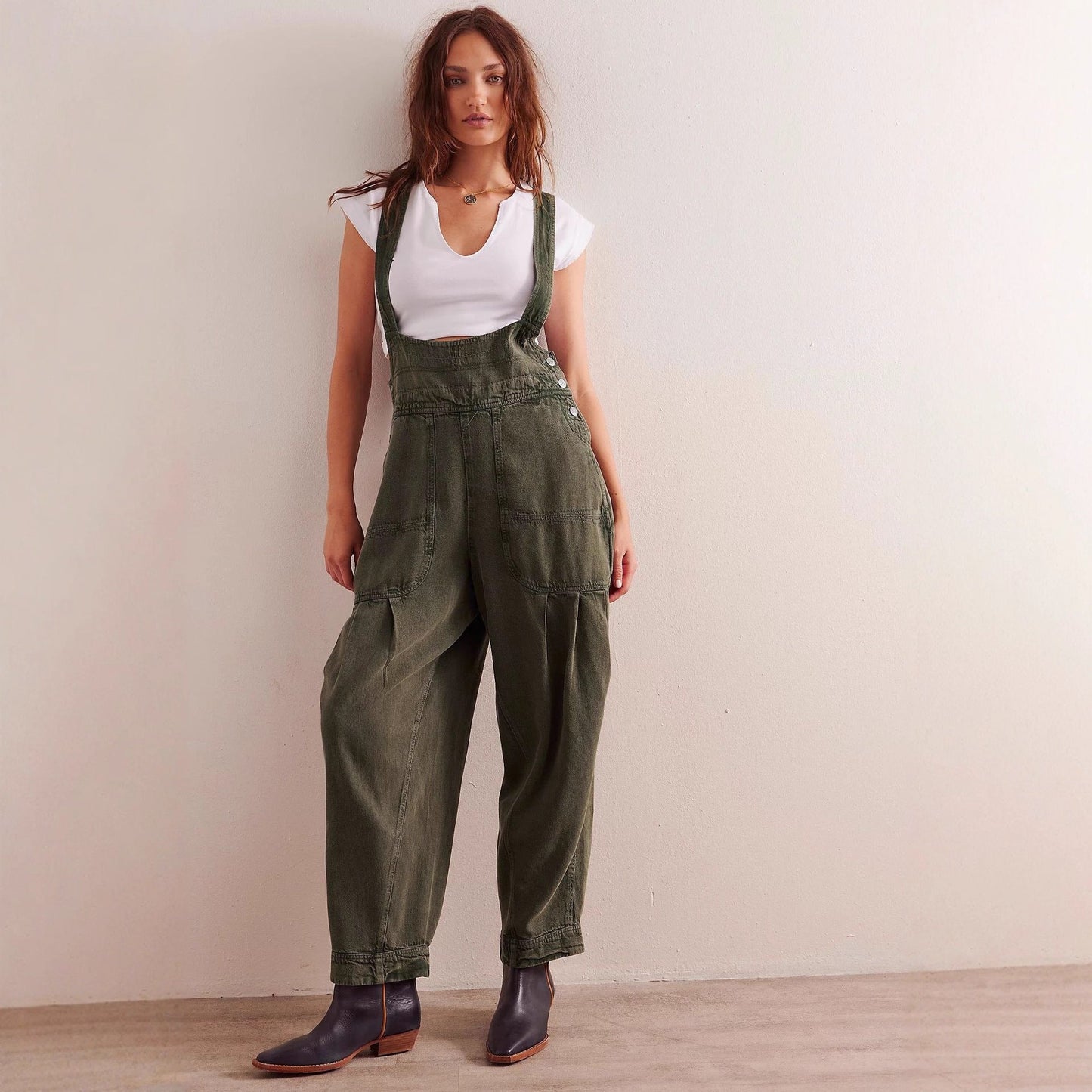 Casual Denim Overalls with Side Pockets