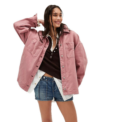 Casual Pocket Side-Slit Denim Jacket for Women