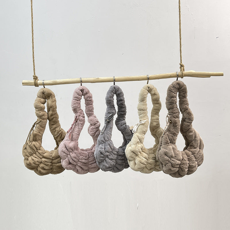 Trendy Plush Croissant Cloud Bag Soft Casual Shoulder Bag