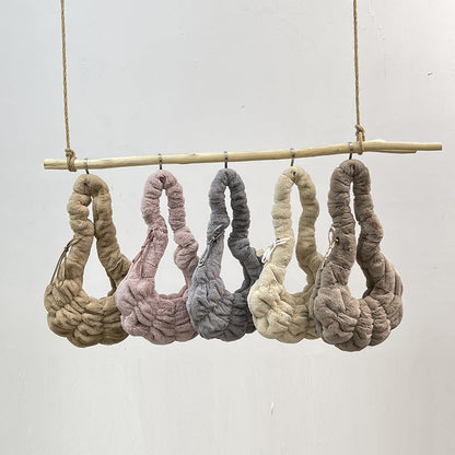 Trendy Plush Croissant Cloud Bag Soft Casual Shoulder Bag