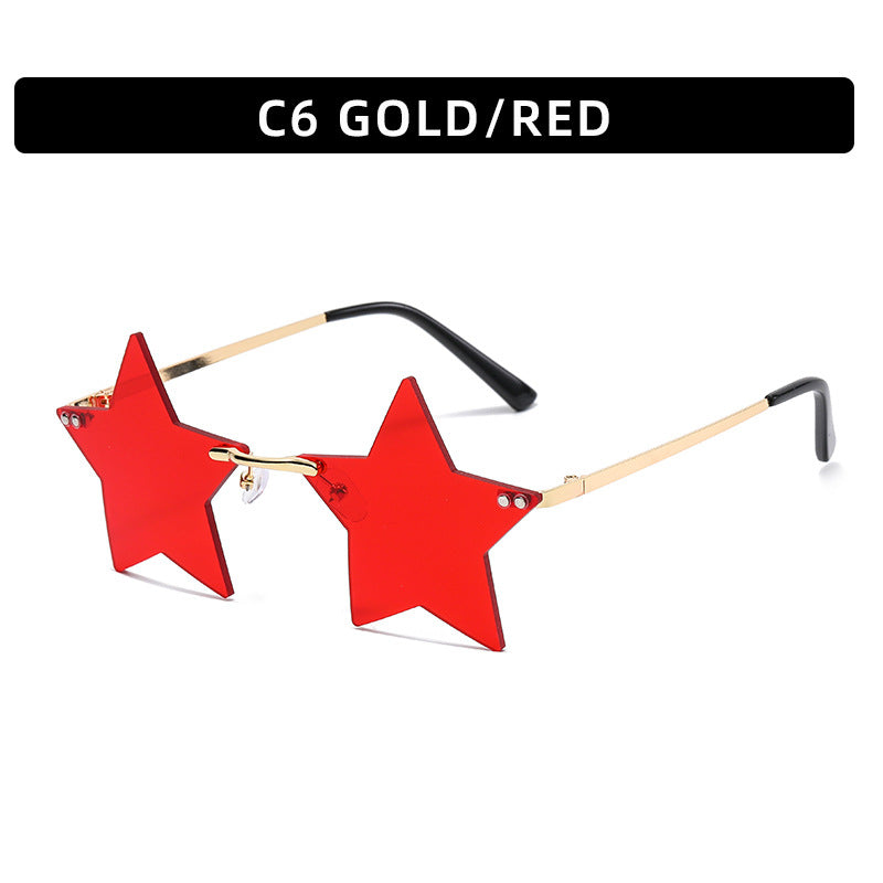 Fashionable Frameworkless Star-Shaped Sunglasses Punk Style