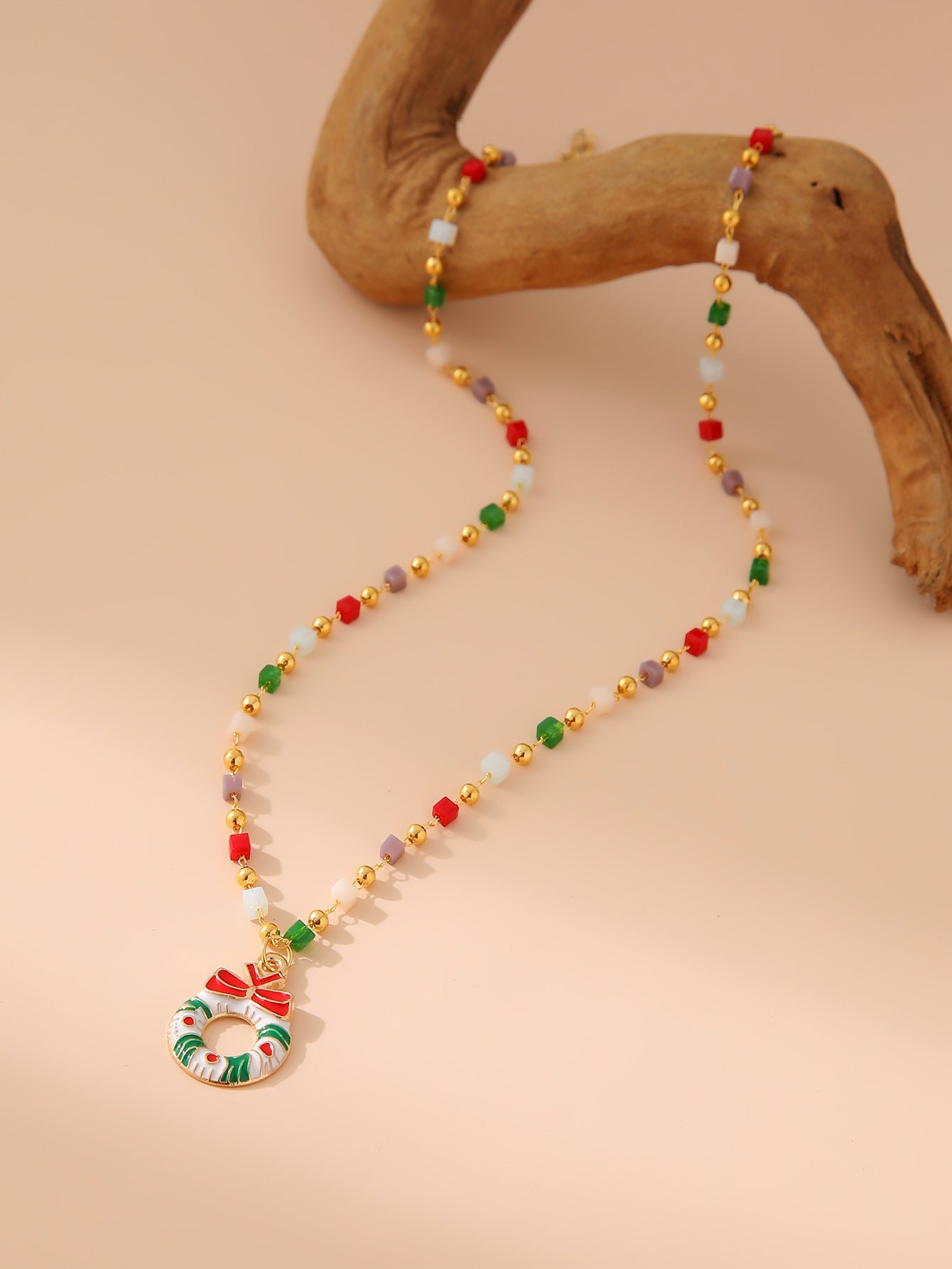 Christmas Tree Santa Claus Pendant Necklace