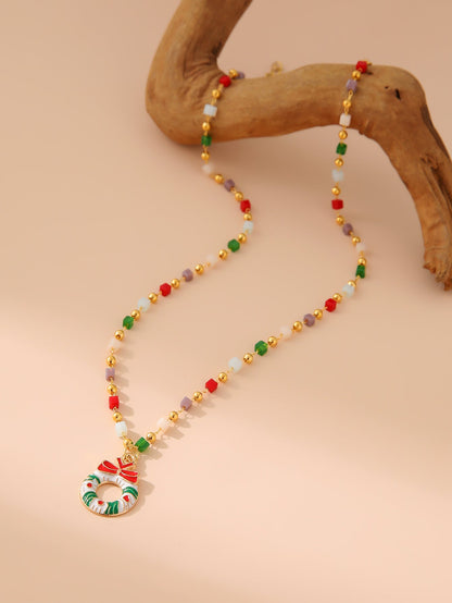 Christmas Tree Santa Claus Pendant Necklace