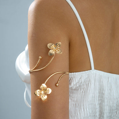Floral Open Arm Cuff Bracelet Geometric Punk Style Beach Party Jewelry