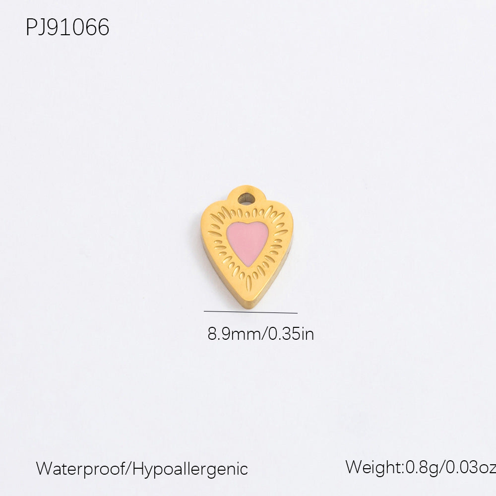 Cute Heart Pendant Stainless Steel Necklace with 18K Gold Plating