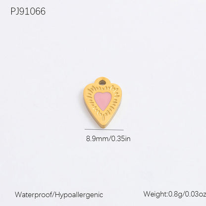 Cute Heart Pendant Stainless Steel Necklace with 18K Gold Plating