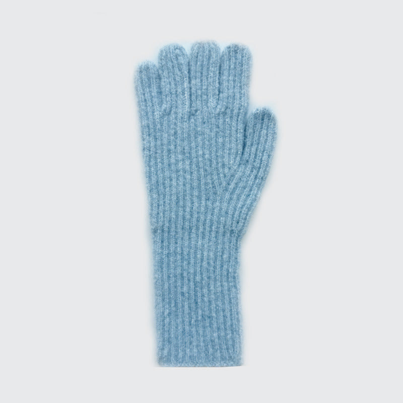 Solid Color Wool Blended Touchscreen Gloves for Women