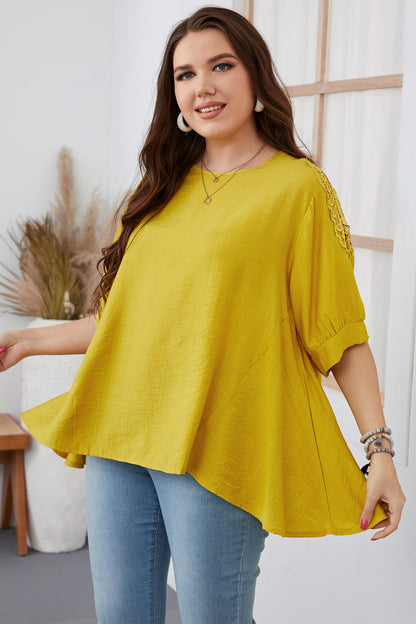 Plus Size Women's Loose Fit Solid Color T-Shirt