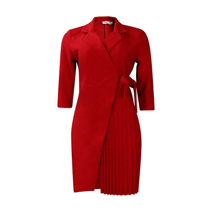 Trendy A-Line Dress With Suit Collar And Belt