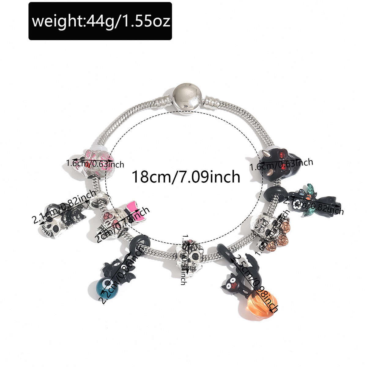 Punk Gothic Skeleton Metal Chain Halloween Bracelet