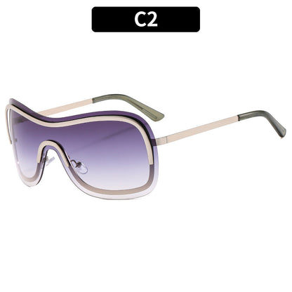 Frameless Y2K Oval Sunglasses Trendy Metal Shades