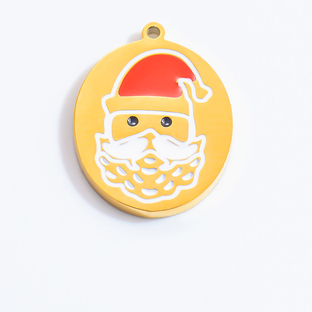 DIY Christmas-Themed 18K Gold-Plated Stainless Steel Pendant Accessories