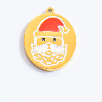 DIY Christmas-Themed 18K Gold-Plated Stainless Steel Pendant Accessories
