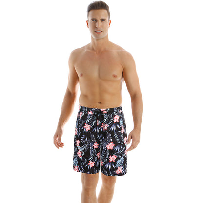 Men'S Parental Swim Trunks Floral Print Polyester Beach Shorts