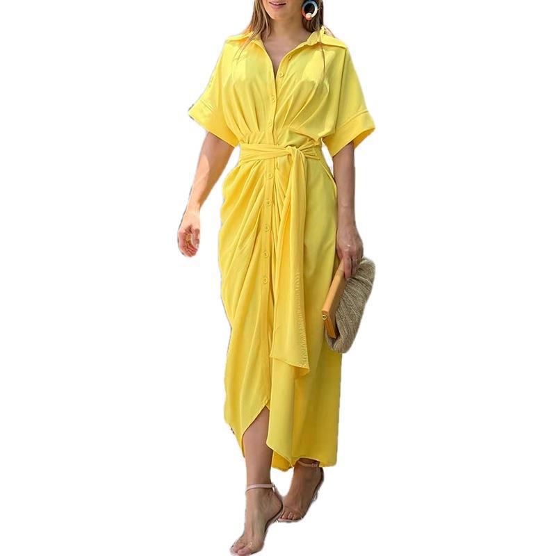 Fashionable High-Waisted Long Shirt Dress for Women