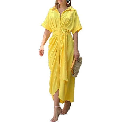 Fashionable High-Waisted Long Shirt Dress for Women