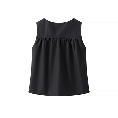 Solid Color Ruched Sleeveless Tank Top