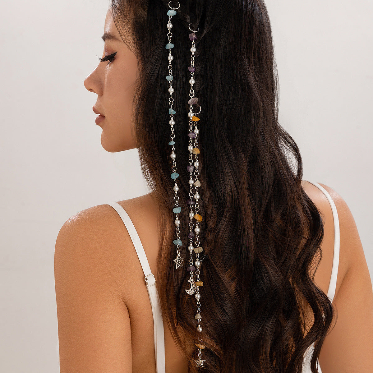 Long Bohemian Natural Stone Hair Accessories With Star Butterfly Design