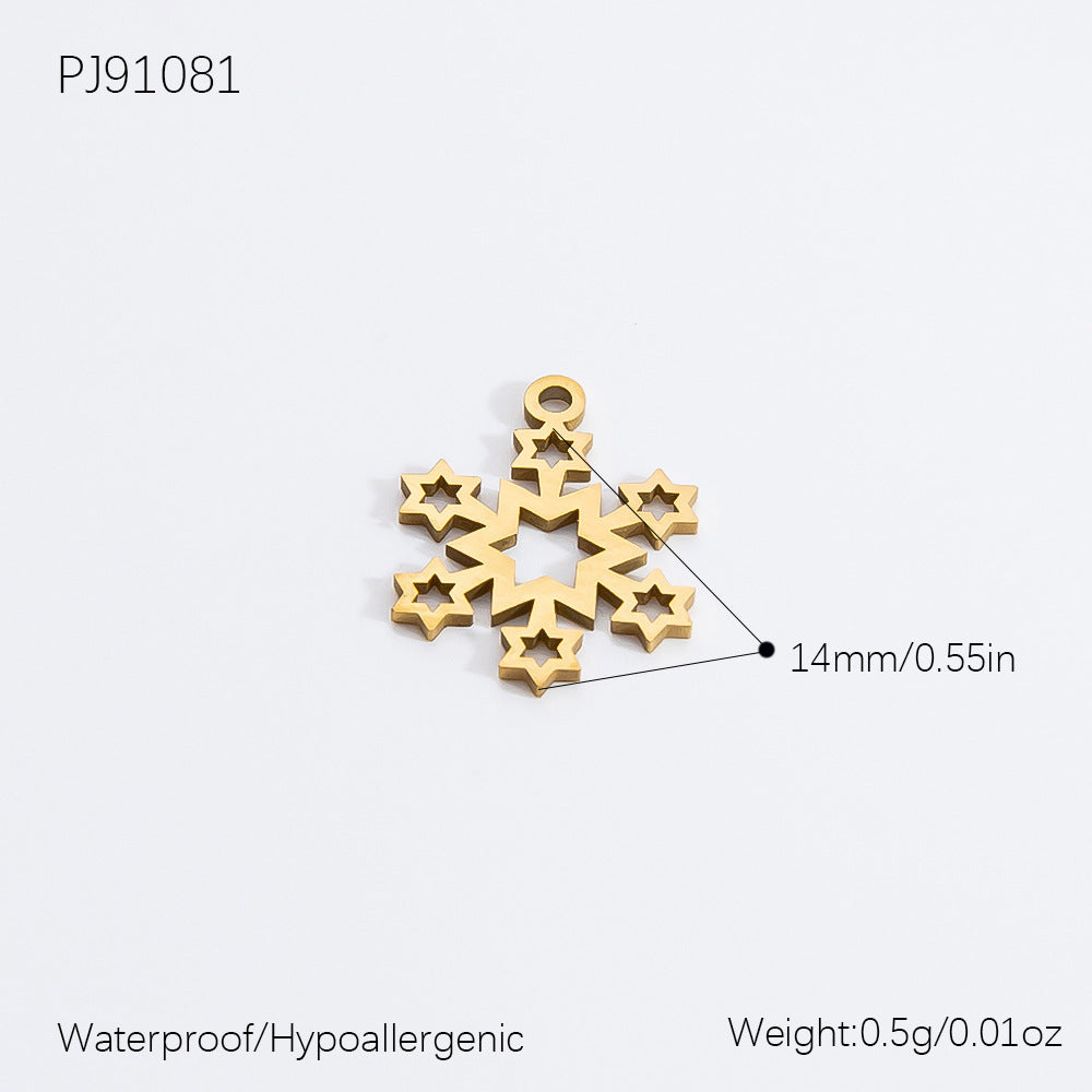 DIY Christmas-Themed 18K Gold-Plated Stainless Steel Pendant Accessories