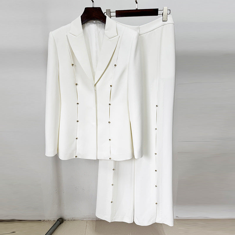 Hollow Out Blazer Pants Set
