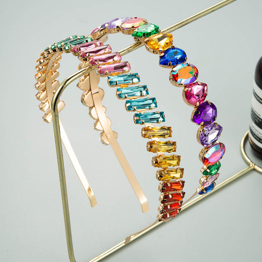 Colorful Rhinestone Metal Headband Fashion Accessory for Women