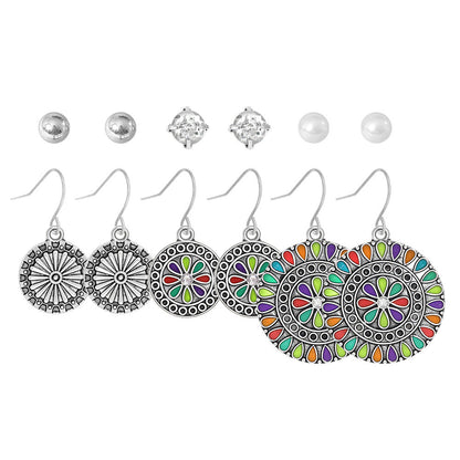 Trendy Bohemian Vintage Silver Earring Set