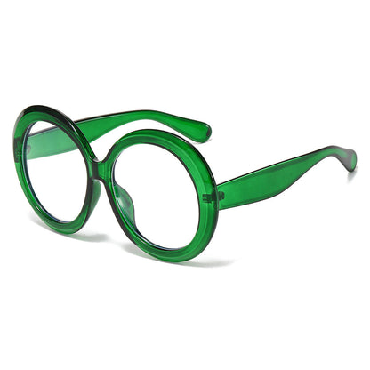 Oversized Round Frame Sunglasses with Anti-Blue Light Lenses
