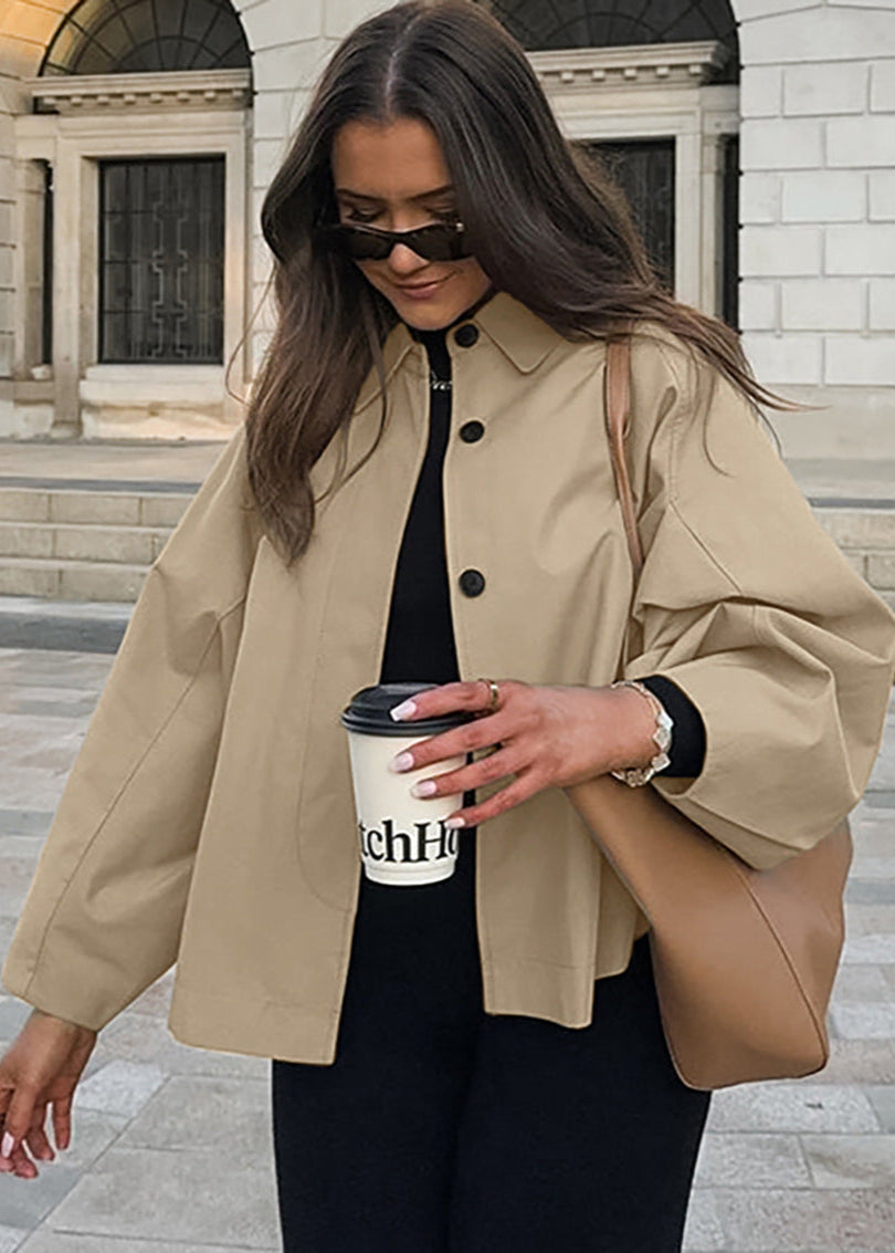 Cropped Trench Jacket Lightweight Beige