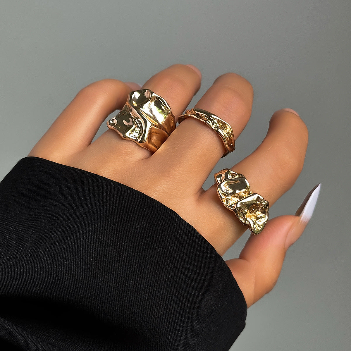 Trendy Irregular Geometric Metal Lava Bracelets For Women