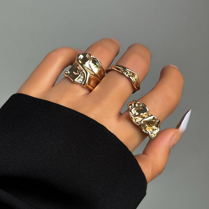Trendy Irregular Geometric Metal Lava Bracelets For Women