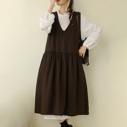 Vintage Art Style V-Neck Sleeveless Maxi Dress