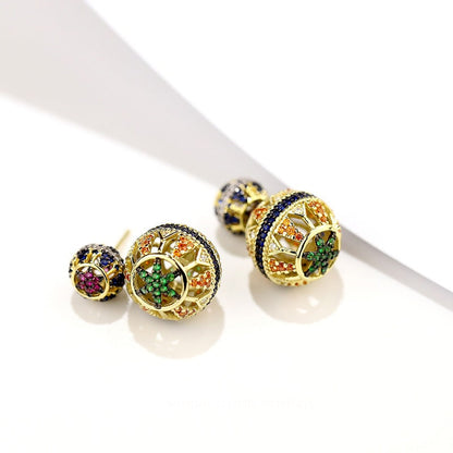 Double-Sided Openwork Front And Rear Ball Ball Earrings Vintage