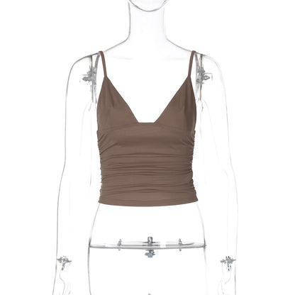 Trendy Casual V-Neck Crop Top