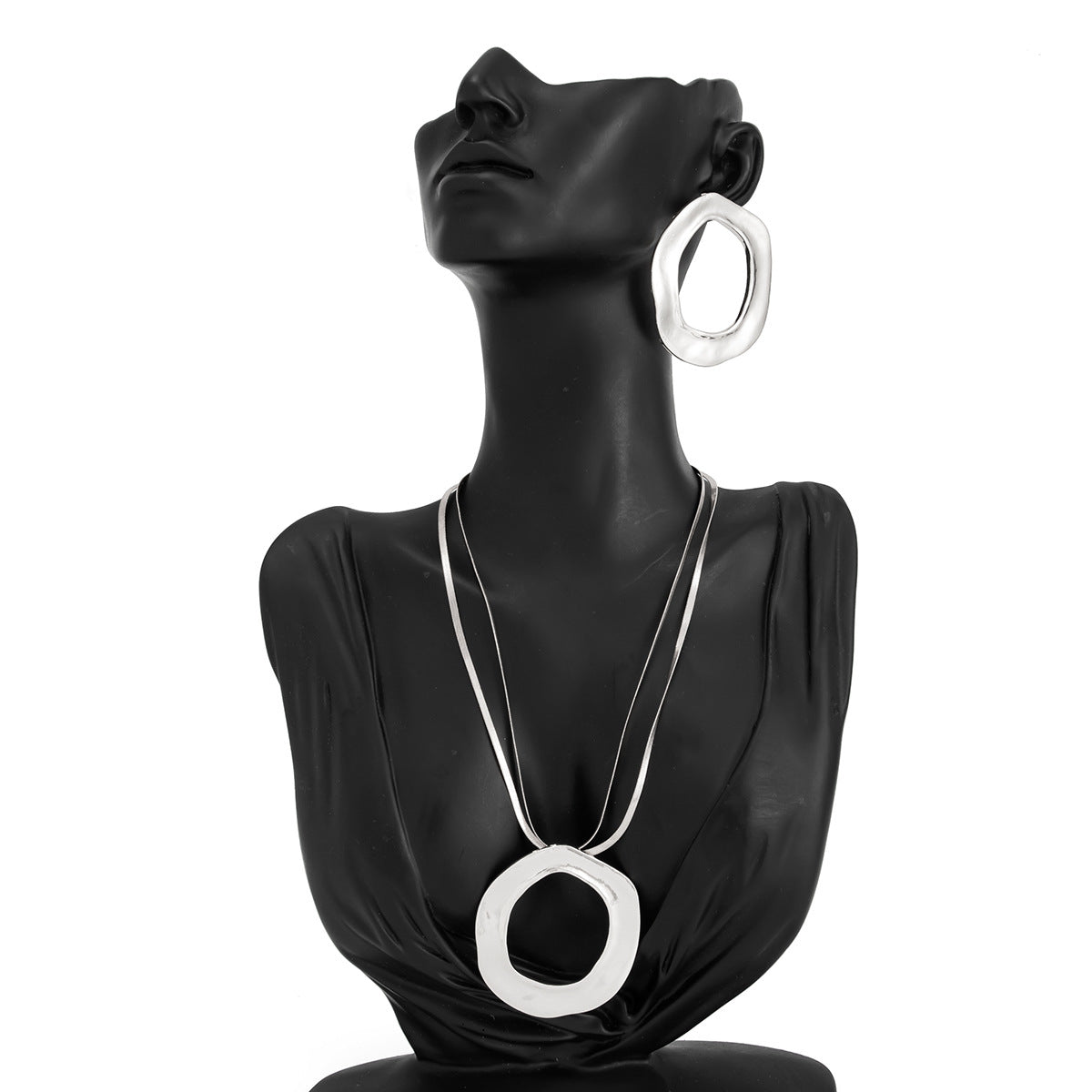 Geometric Hollow Circle Pendant Necklace Hip Hop Snake Chain