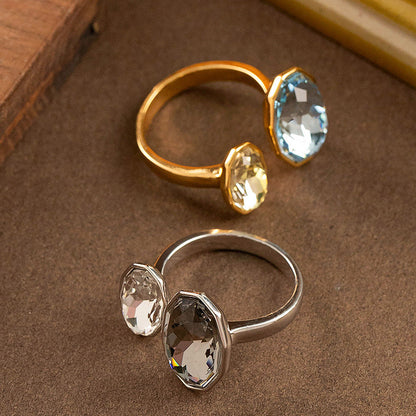 Geometric Zirconia Adjustable Open Ring Trendy Chic Jewelry