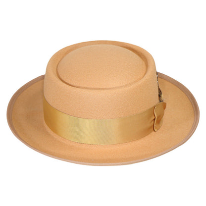 Trendy Pork Pie Wool Felt Hat for Men and Women