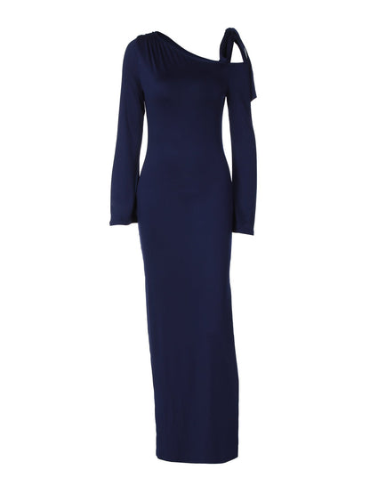 Shoulder-Baring Elegant Maxi Dress Trendy Casual Polyester Blend