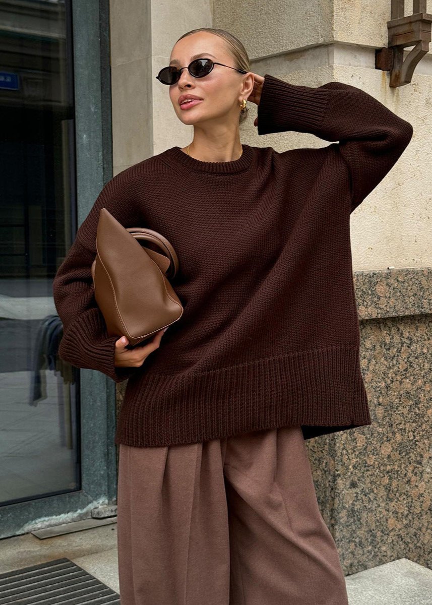 Oversized Knit Sweater Soft Gray Minimalist