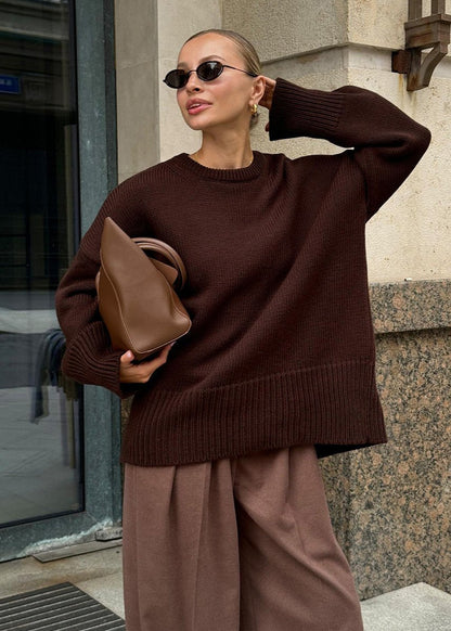 Oversized Knit Sweater Soft Gray Minimalist
