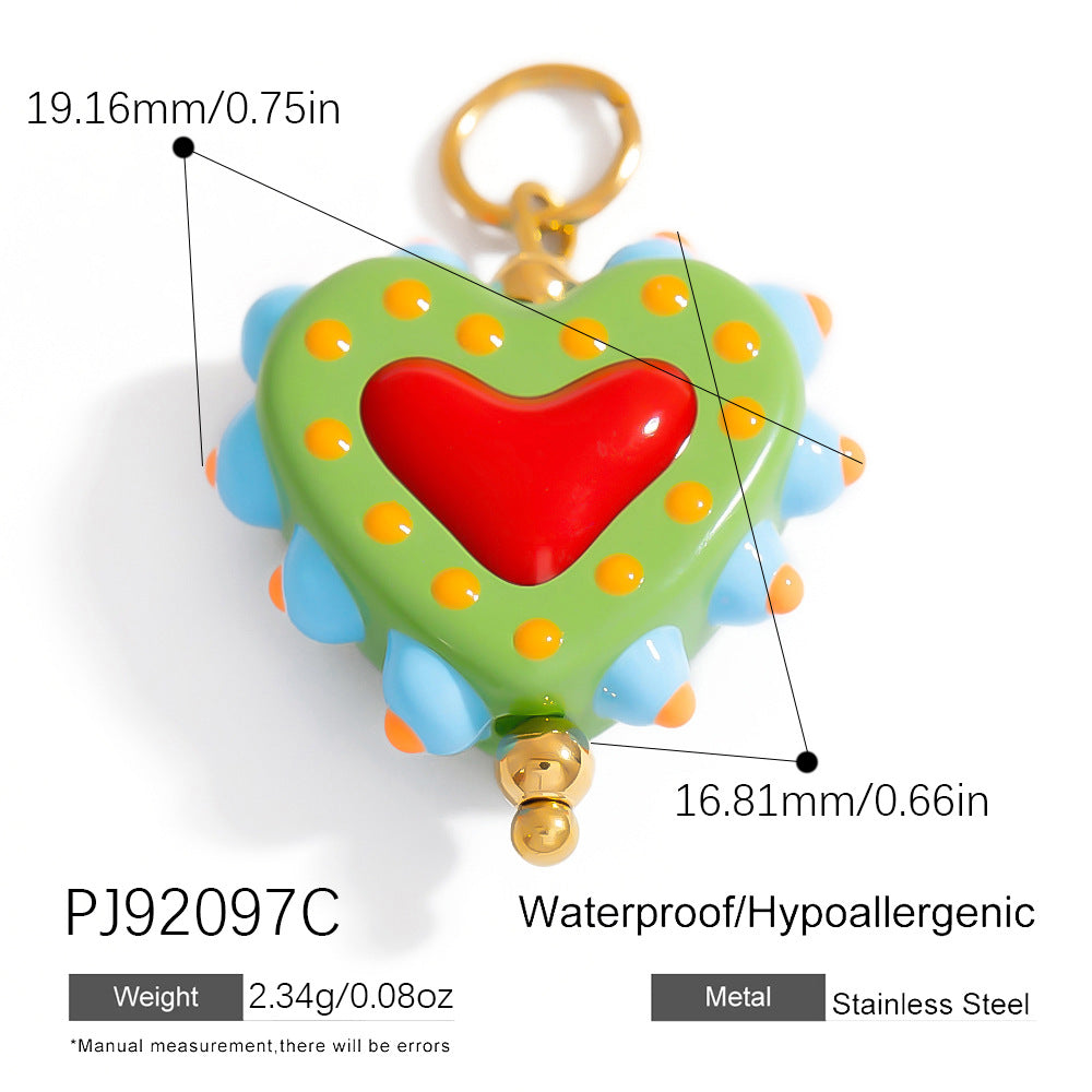 Hand-Painted DIY Jewelry Accessories Summer Dopamine Glass Heart Pendant