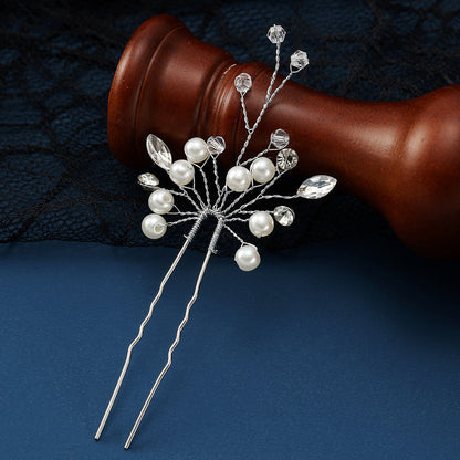 Handmade Pearl Crystal Hairpin U-Shaped Hair Accessory for Weddings
