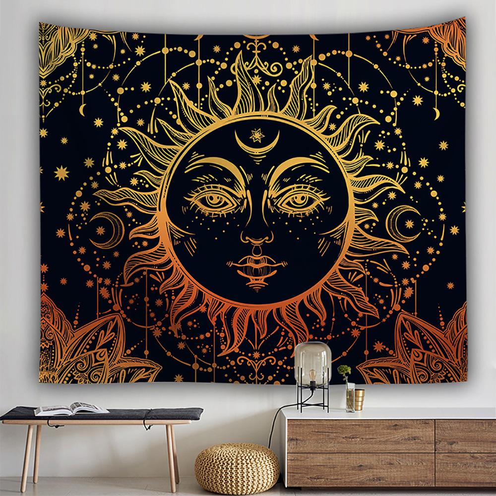 Datura Moon Sun Bohemian Background Cloth Bedroom Home Hanging Cloth Tapestry