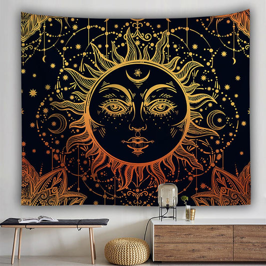 Datura Moon Sun Bohemian Background Cloth Bedroom Home Hanging Cloth Tapestry