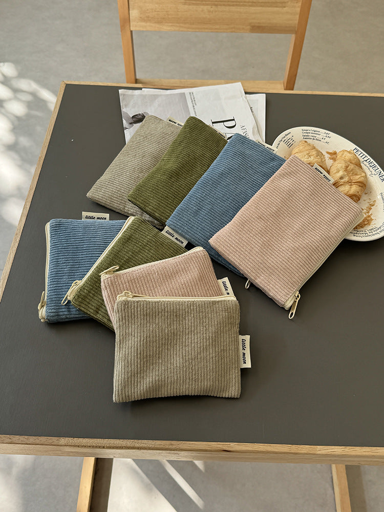 Corduroy Makeup Bag Mini Portable Storage Pouch