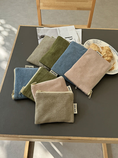Corduroy Makeup Bag Mini Portable Storage Pouch